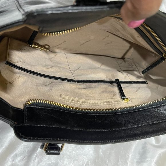 Brahmin ROBIN Leather Satchel Black Topsail Handbag Interchangeable Flaps X 2 - Picture 11 of 12